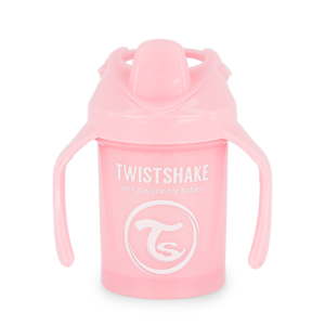 Twistshake, kubek niekapek, z uchwytami i mikserem Mini Cup Pastel Pink 230 ml